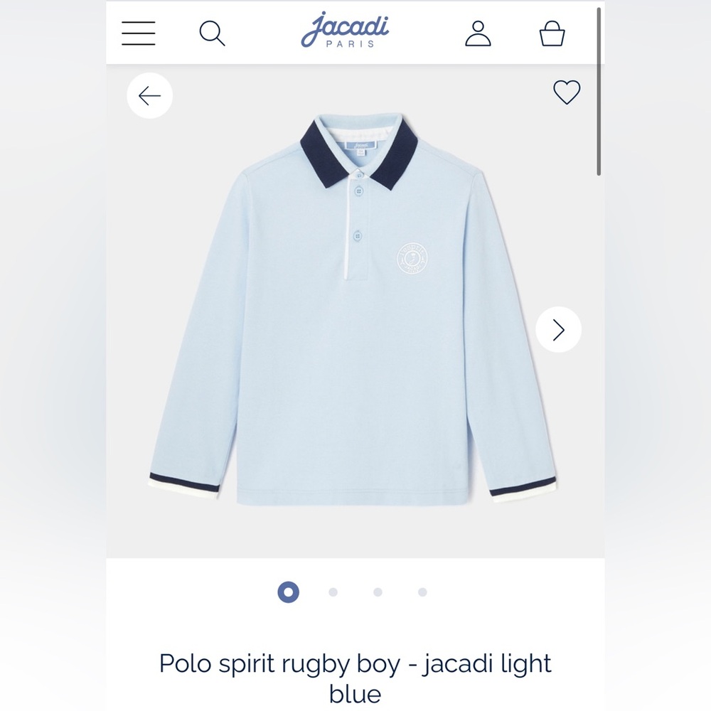 Jacadi Light Blue Polo with Navy Trim